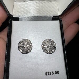 Sparkling Silver Diamond Earrings